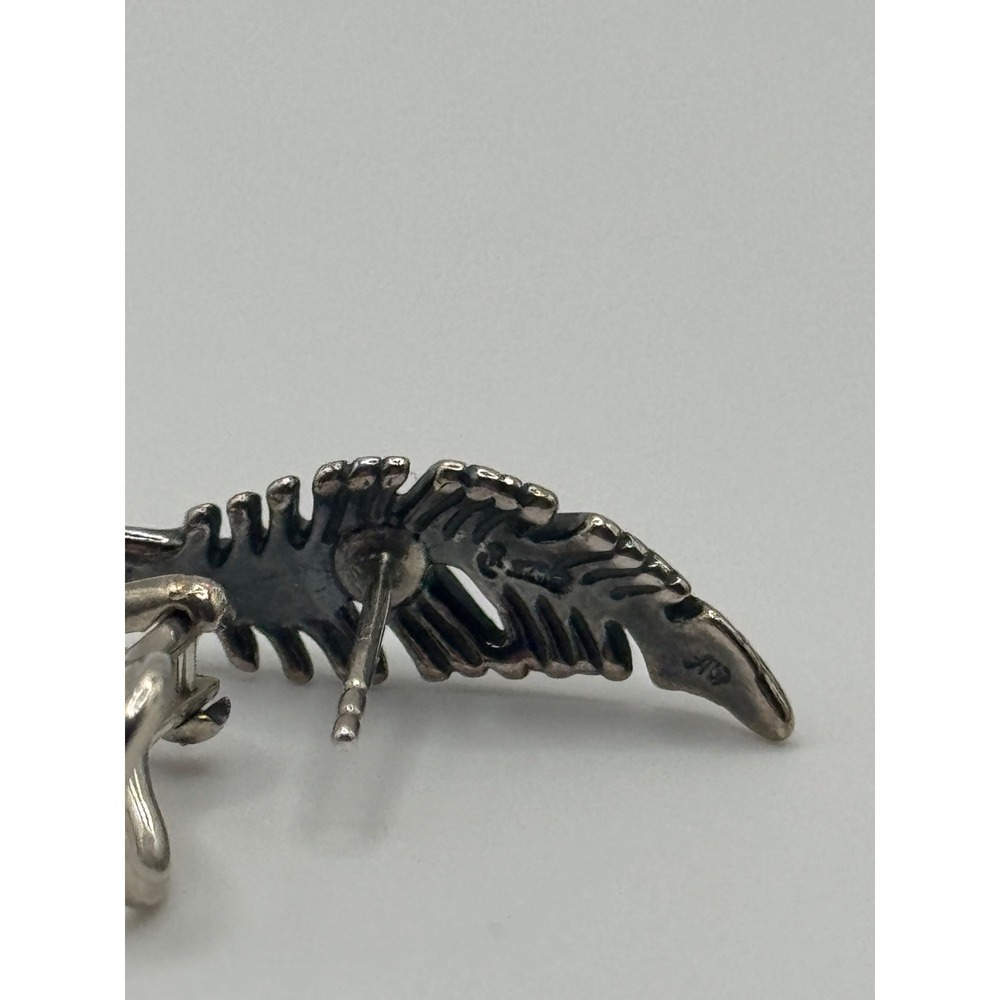 American West Carolyn Pollack Sterling Silver Feather Pierced Earrings - Picture 8 of 10